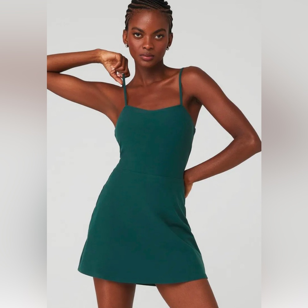 Alo Yoga Alosoft Courtside Tennis Dress Midnight Green